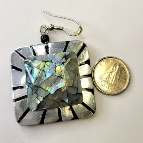 Abalone Style Square Earrings - Picture 4 of 10